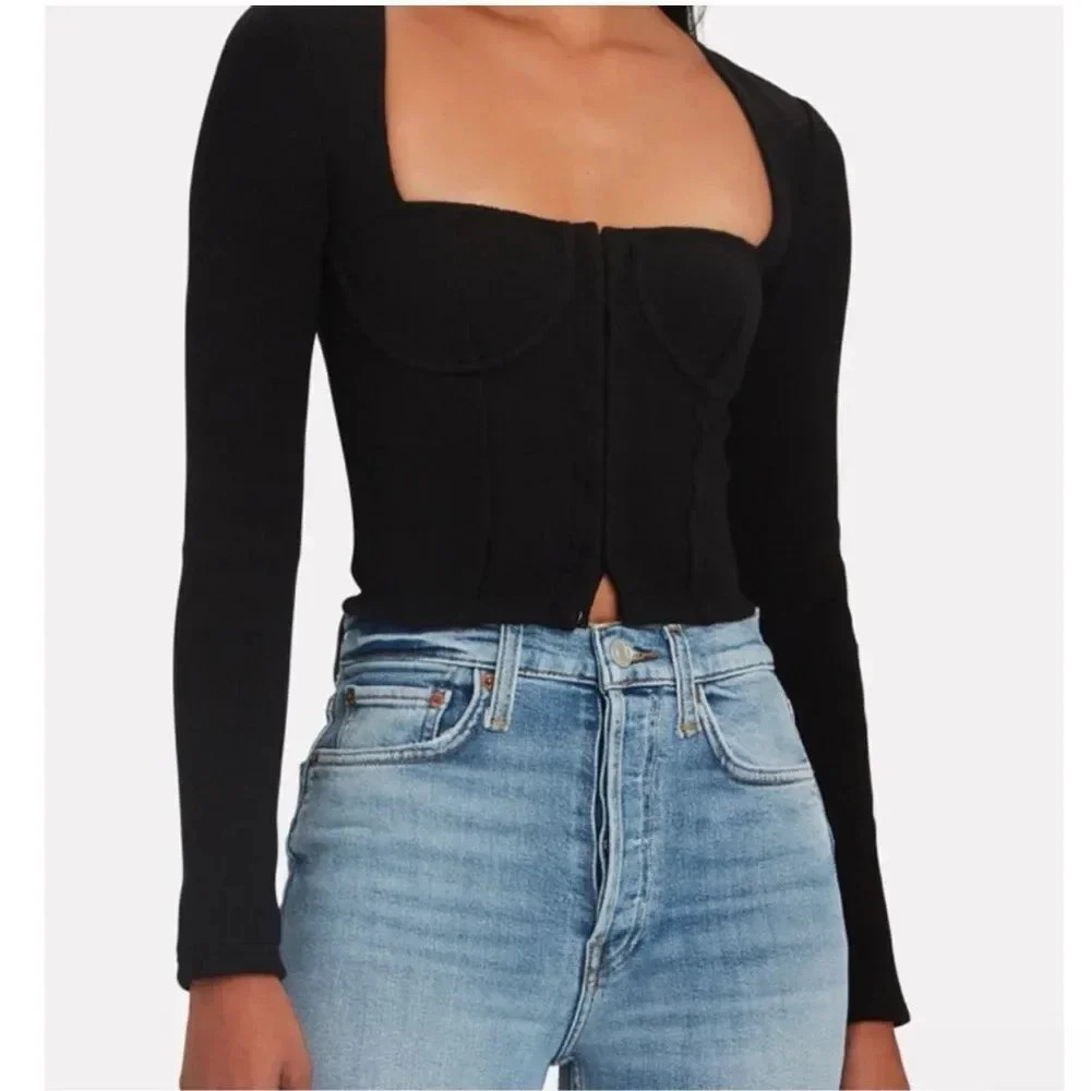 NEW JONATHAN SIMKHAI STANDARD Rib Knit Bustier Top - Picture 4 of 14